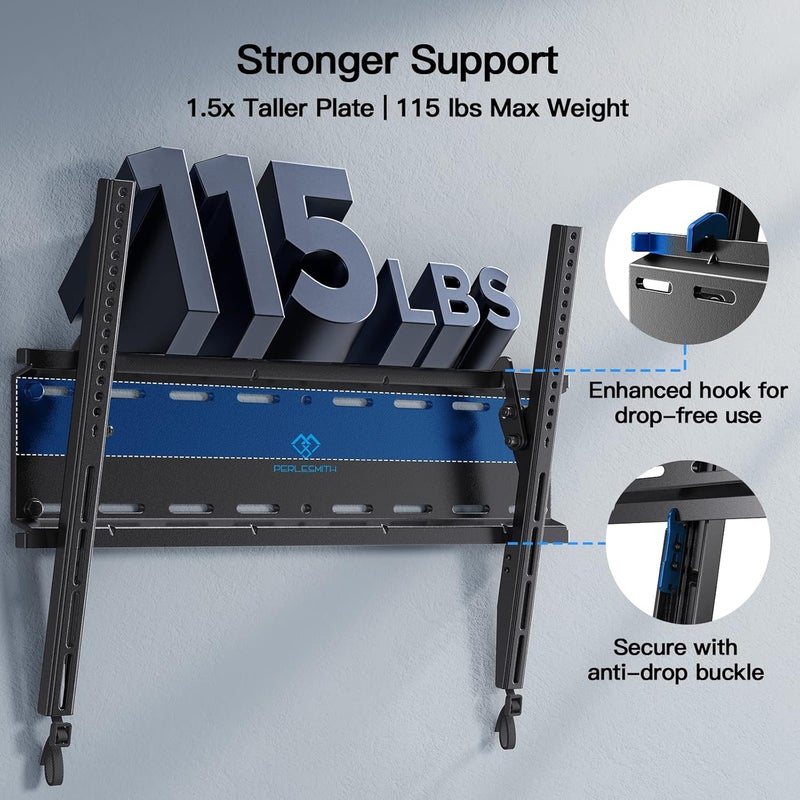 PERLESMITH Tilting TV Wall Mount Bracket Low Profile for Most 23-60 inch LED LCD OLED, Plasma Flat Screen TVs with VESA 400x400mm Weight up to 115lbs, Fits 16" Wood Stud - Image 3